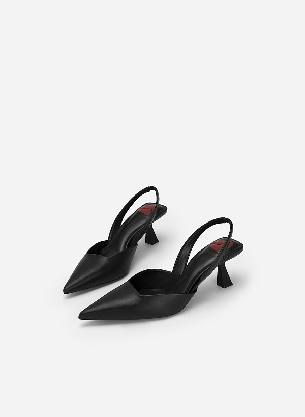 Giày Slingback Cao Gót Mũi Nhọn - Love Limited Edition - BMN 0590 - Màu Đen - VASCARA
