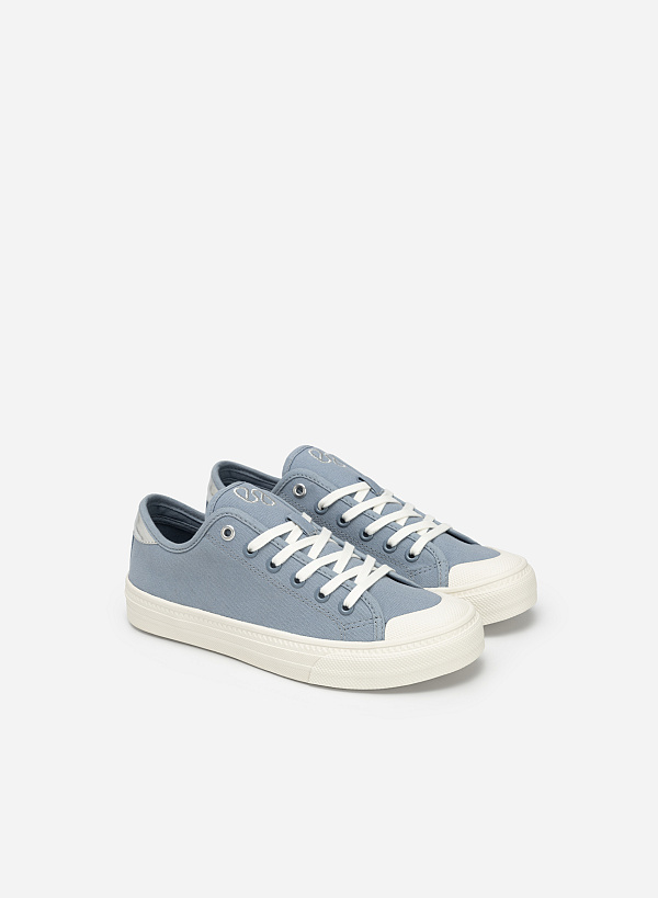 Giày sneaker canvas phối metallic - SNK 0061 - Màu xanh da trời - VASCARA