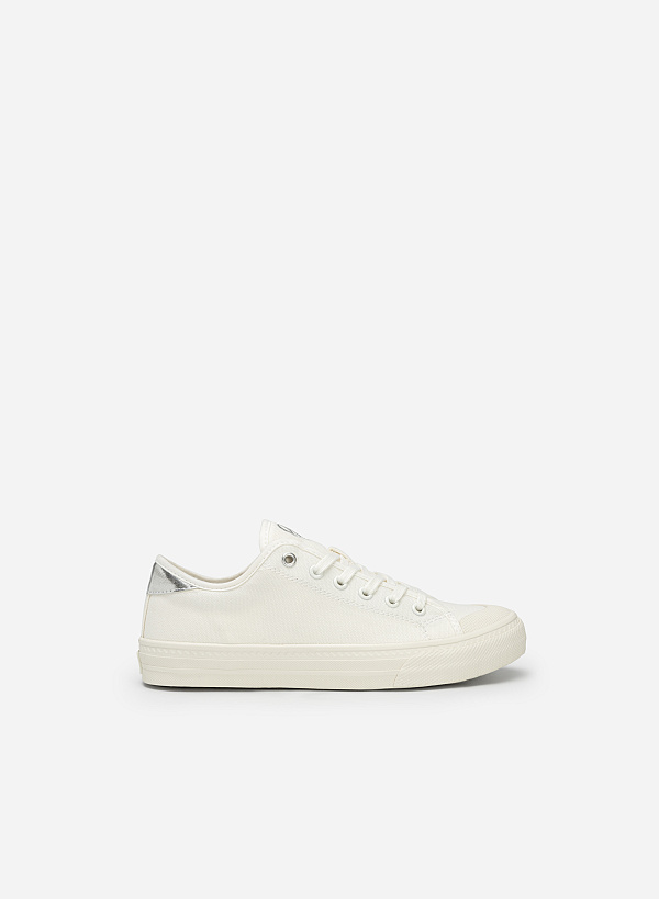 Giày Sneaker Canvas Phối Metallic - SNK 0061 - Màu Trắng
