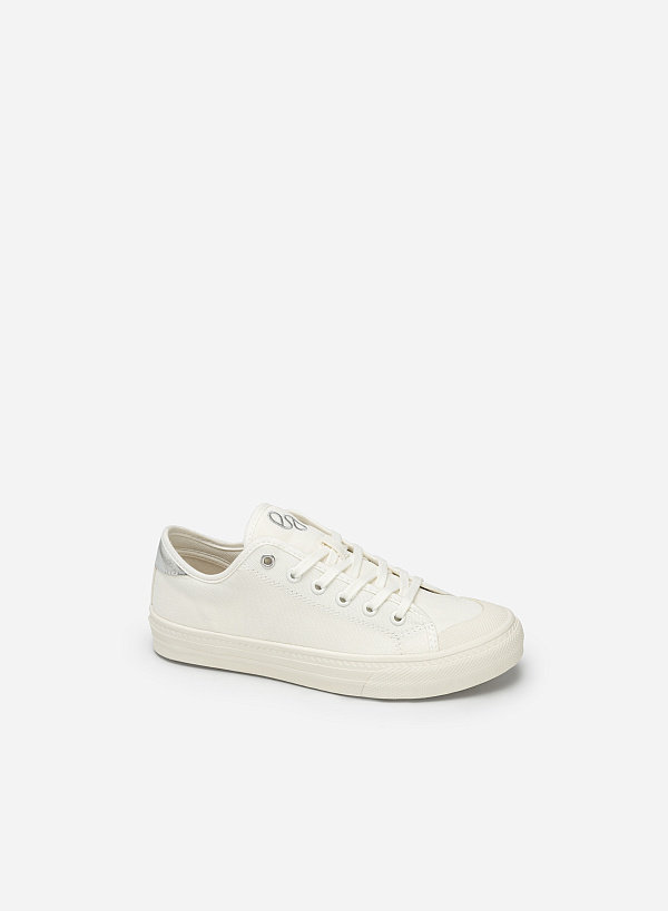 Giày sneaker canvas phối metallic - SNK 0061 - Màu trắng - VASCARA