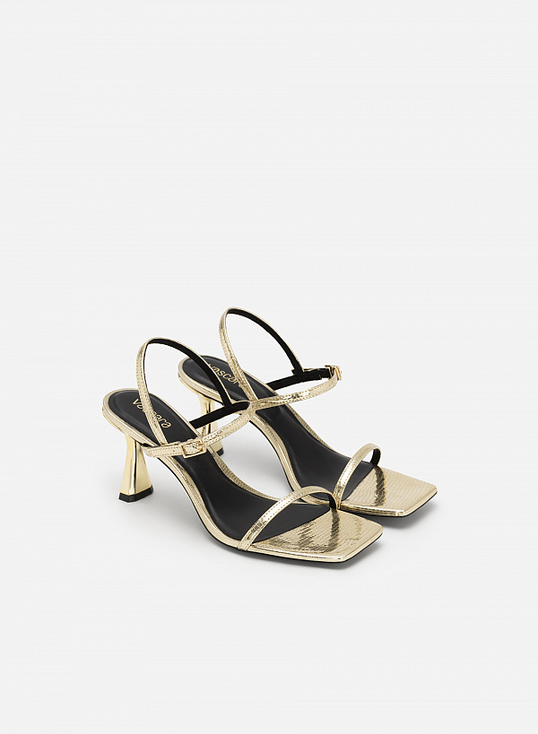 Giày sandal metallic quai mảnh vân kỳ đà - SDN 0724 - Màu vàng kim - VASCARA