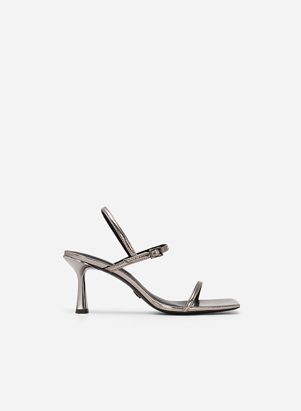 Giày sandal metallic quai mảnh vân kỳ đà - SDN 0724 - Màu xám khói đậm