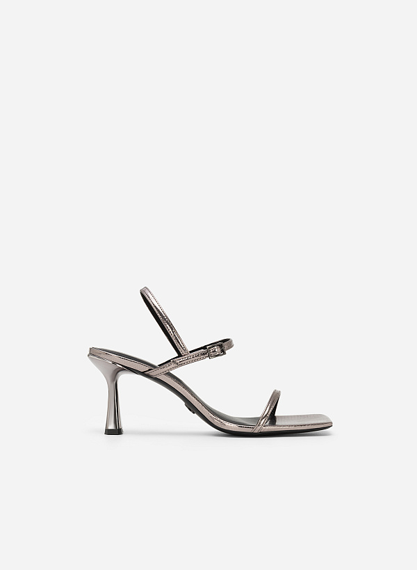 Giày Sandal Metallic Quai Mảnh Vân Kỳ Đà - SDN 0724 - Màu Xám Khói Đậm