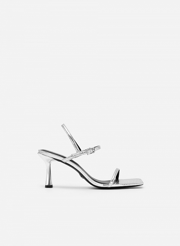 Giày sandal metallic quai mảnh vân kỳ đà - SDN 0724 - Màu bạc