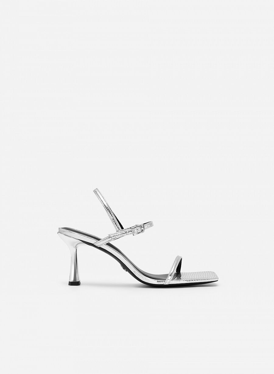 Giày sandal metallic quai mảnh vân kỳ đà - SDN 0724 - Màu bạc - VASCARA