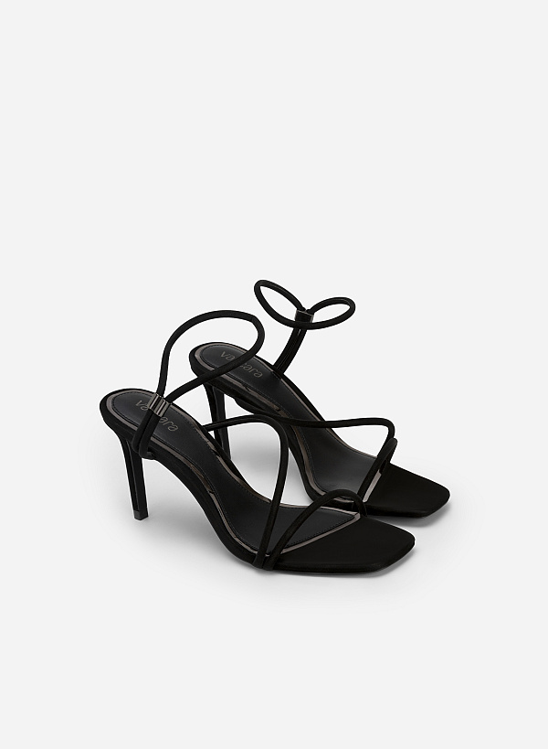 Giày Sandal Velvet Cao Gót Quai Mảnh - SDN 0750 - Màu Đen - VASCARA
