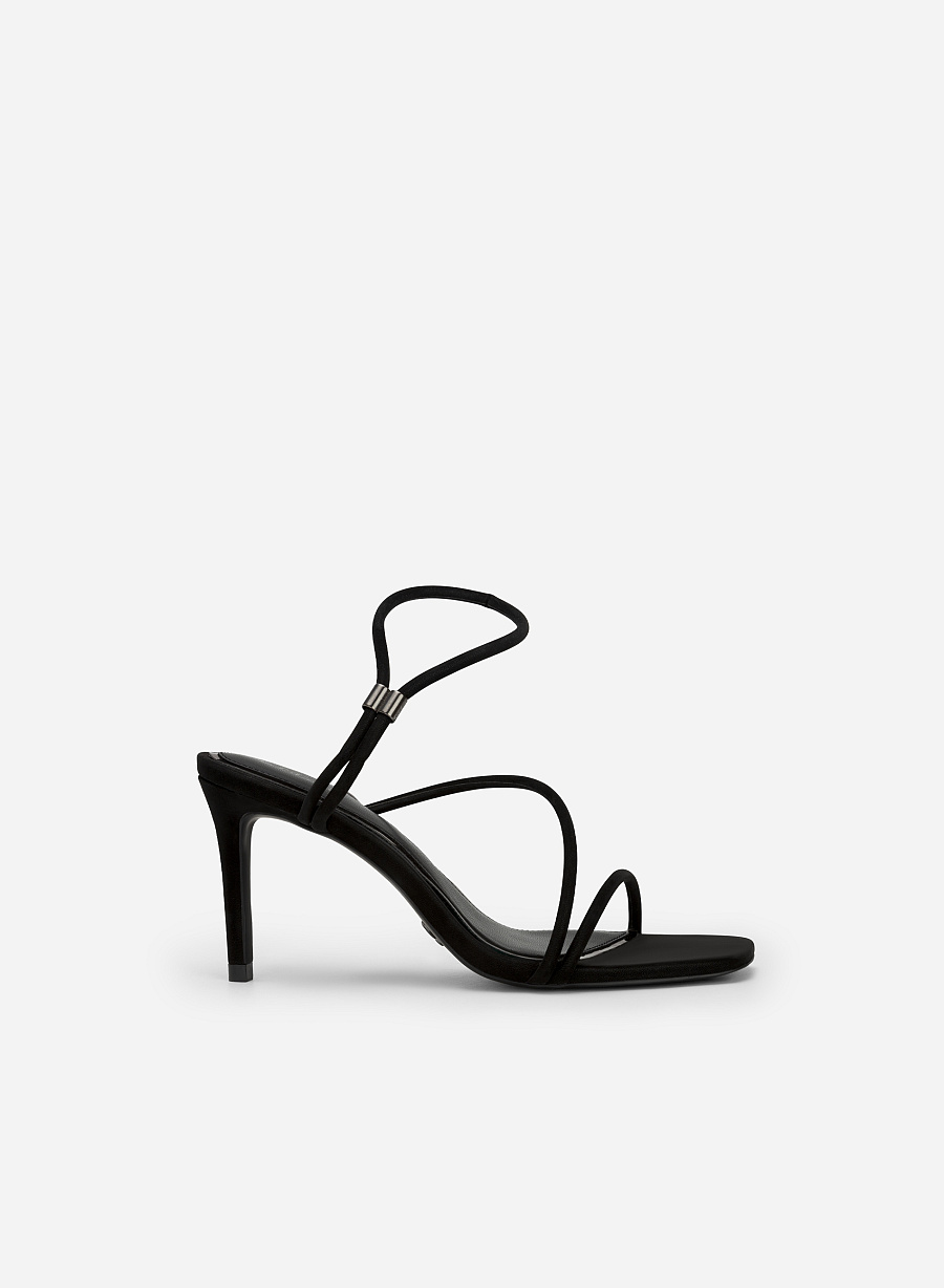 Giày Sandal Velvet Cao Gót Quai Mảnh - SDN 0750 - Màu Đen - VASCARA