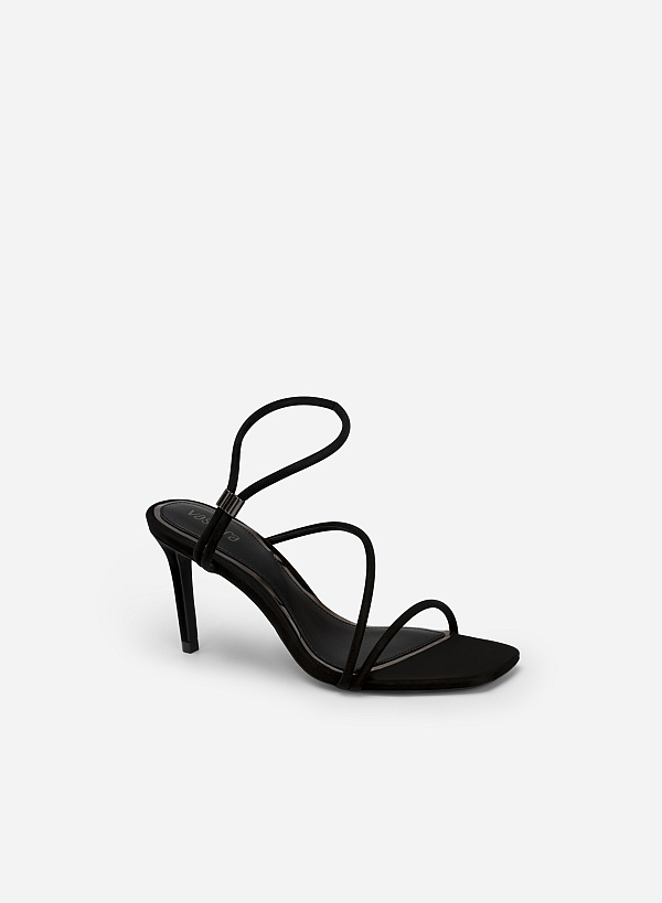 Giày sandal velvet cao gót quai mảnh - SDN 0750 - Màu đen - VASCARA