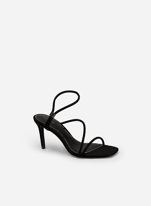 Giày Sandal Velvet Cao Gót Quai Mảnh - SDN 0750 - Màu Đen - VASCARA