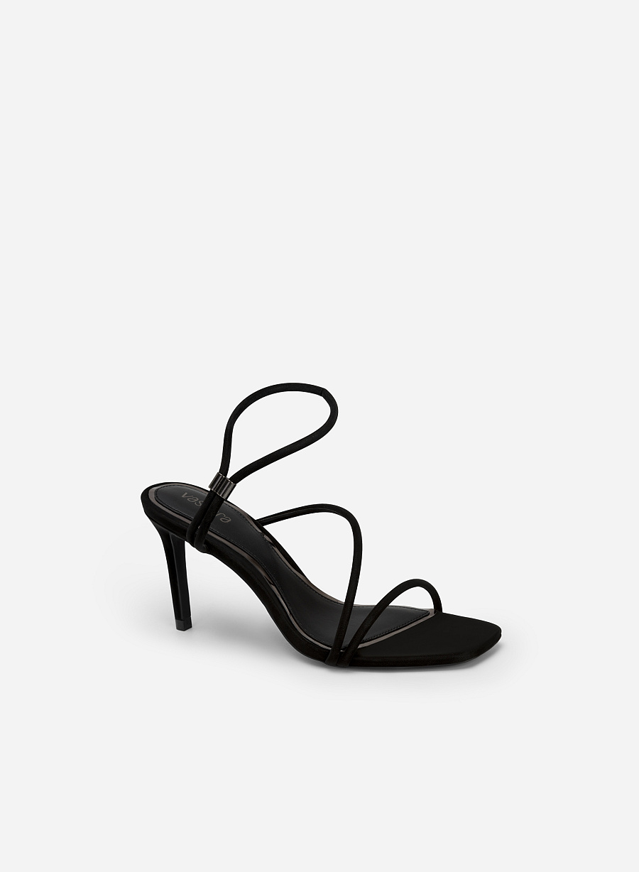 Giày Sandal Velvet Cao Gót Quai Mảnh - SDN 0750 - Màu Đen - vascara.com