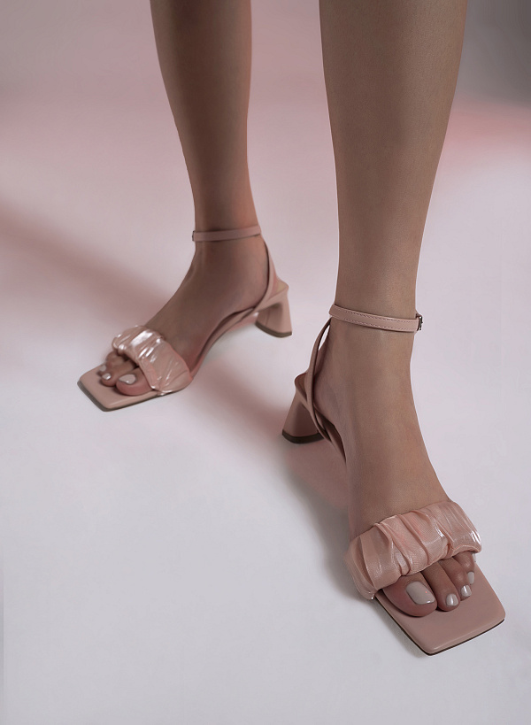 Giày sandal ankle strap quai nhún vải lưới - SDN 0733 - Màu hồng - VASCARA
