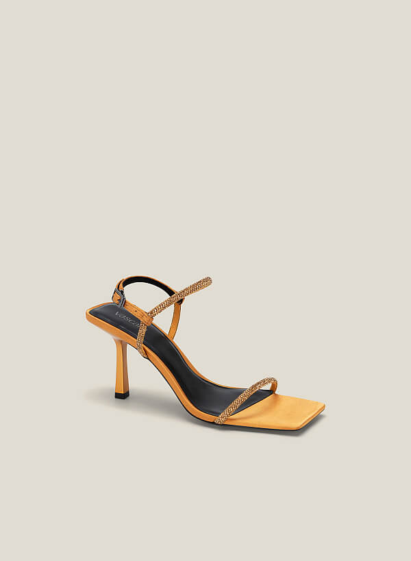 Giày sandal cao gót nhấn quai crystal - SDN 0751 - Màu vàng - VASCARA