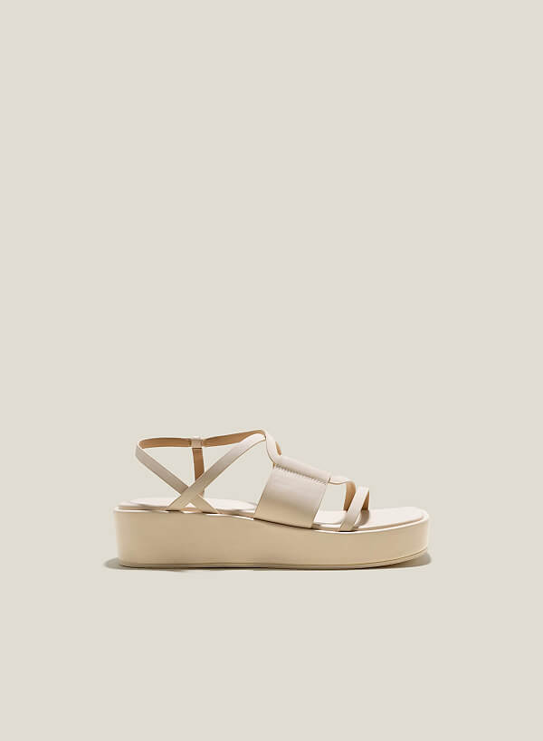 Giày sandal đế flatform quai mảnh - SDX 0440 - Màu kem