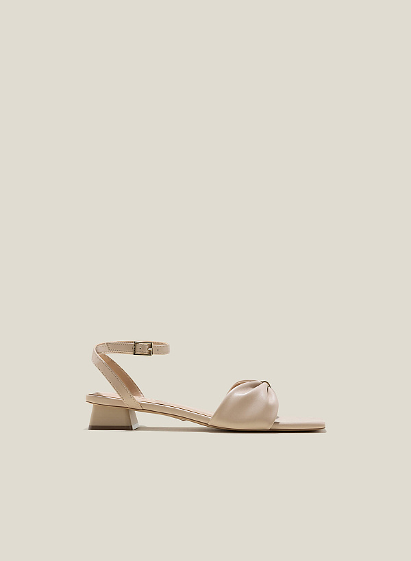 Giày sandal nhấn quai nơ cách điệu - SDN 0757 - Màu be - VASCARA