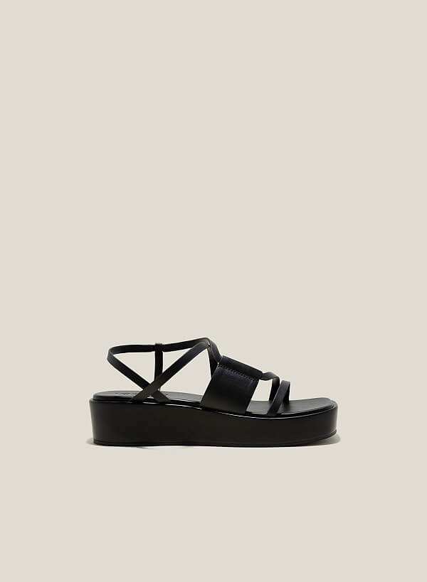 Giày sandal đế flatform quai mảnh - SDX 0440 - Màu đen - VASCARA