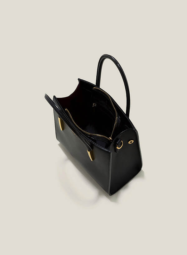 Túi xách công sở quai đính metallic - TOT 0117 - Màu đen - VASCARA