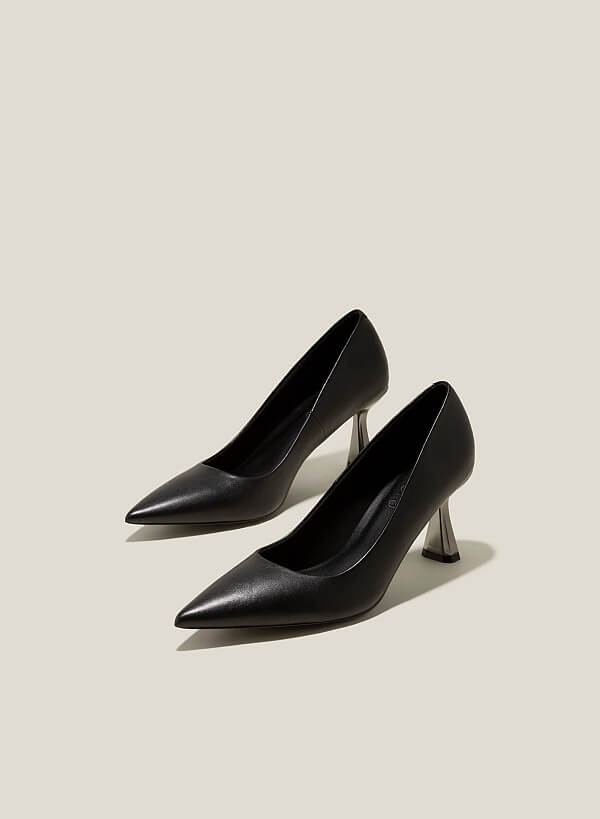 Giày bít spool heel hiệu ứng kim loại - BMN 0599 - Màu đen - VASCARA