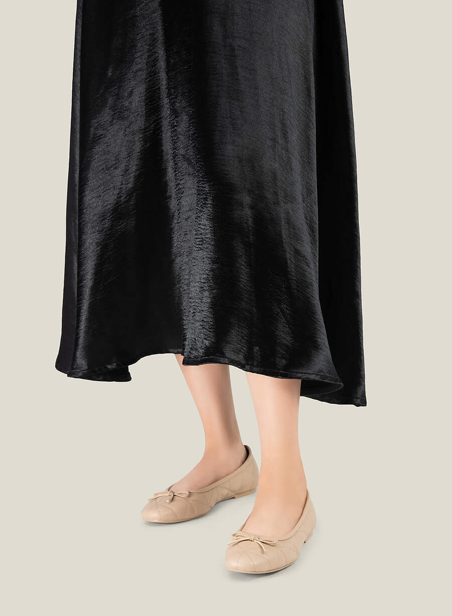 Giày búp bê chần bông nhấn nơ trang trí - GBB 0429 - Màu be - vascara.com