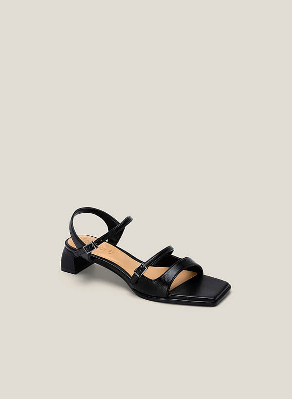 Giày sandal gót trụ nhấn quai cách điệu - SDN 0755 - Màu đen