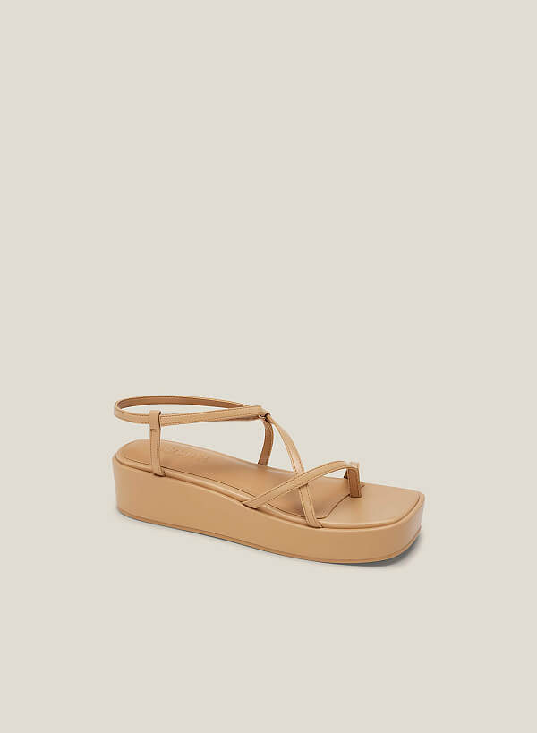 Giày sandal platform dây quai mảnh - SDX 0436 - Màu be - VASCARA