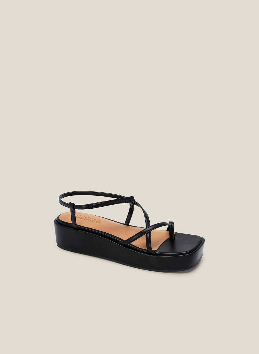 Giày sandal platform dây quai mảnh - SDX 0436 - Màu đen - VASCARA