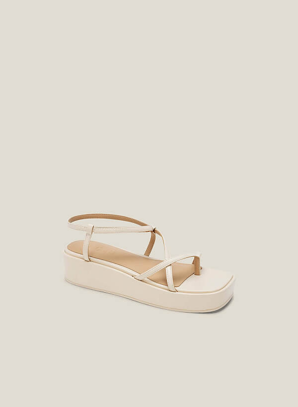 Giày sandal platform dây quai mảnh - SDX 0436 - Màu kem