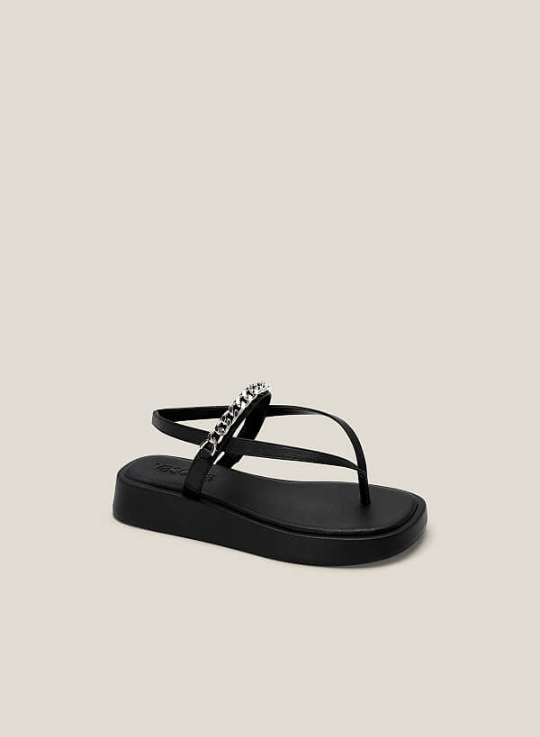 Giày sandal kẹp ngón nhấn dây xích