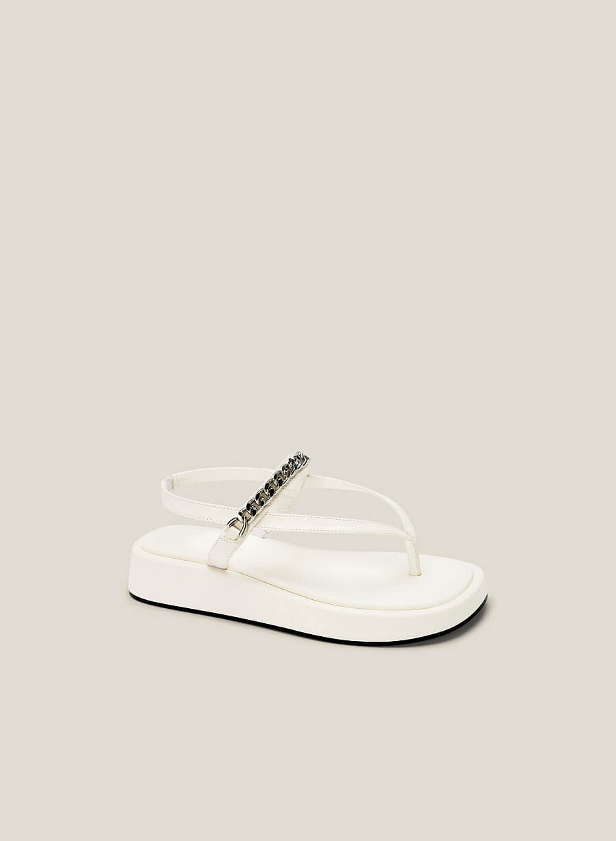 Giày sandal kẹp ngón nhấn dây xích - SDK 0336 - Màu trắng - vascara.com
