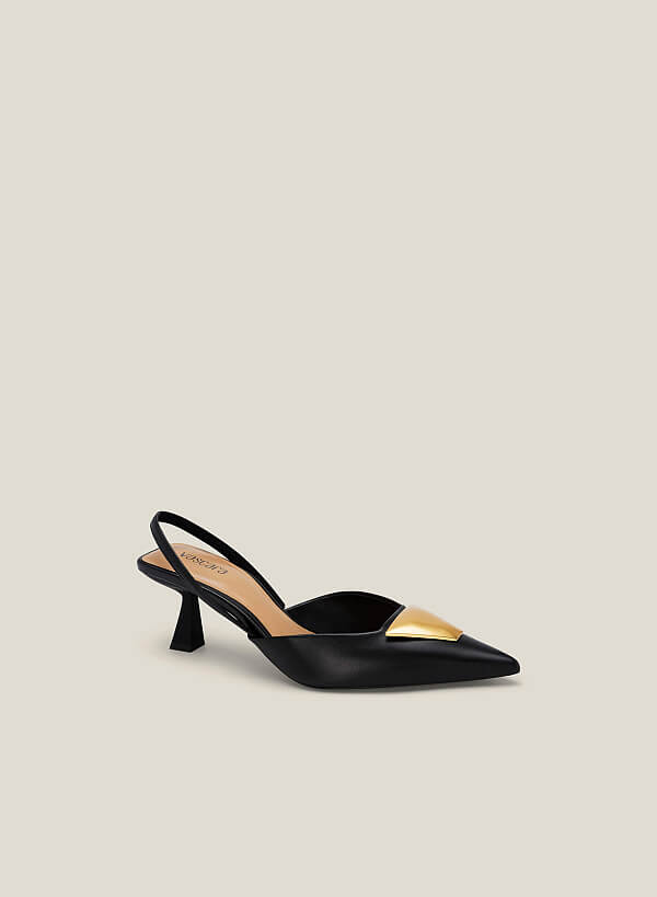 Giày slingback mũi nhọn nhấn trang trí - BMN 0568 - Màu đen