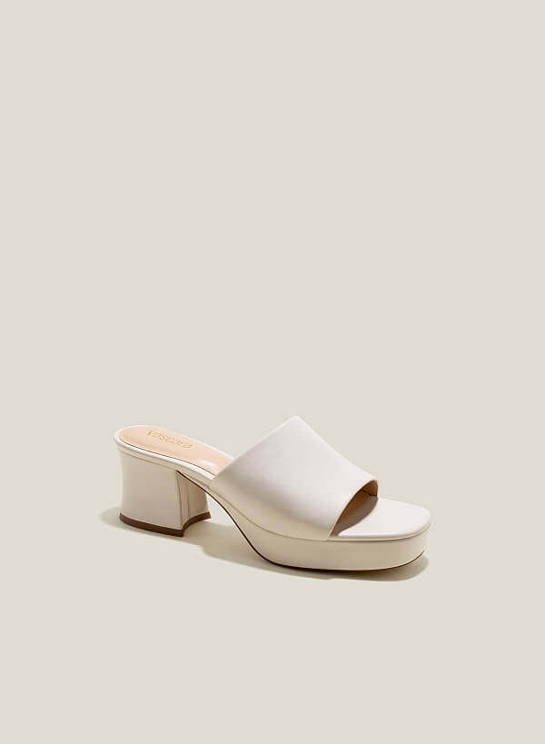 Guốc mules platform - GNN 0188 - Màu kem