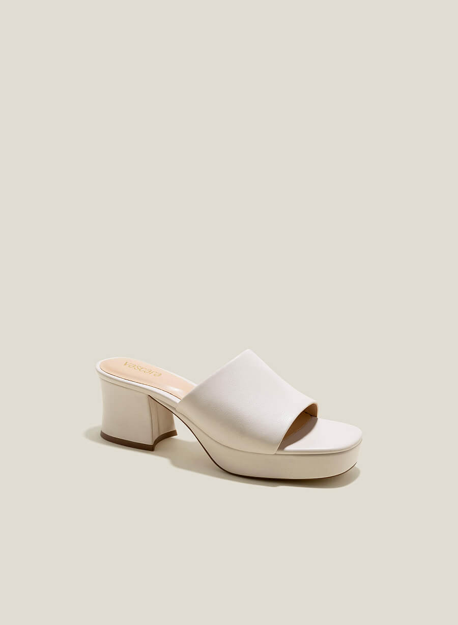 Guốc mules platform - GNN 0188 - Màu kem - VASCARA
