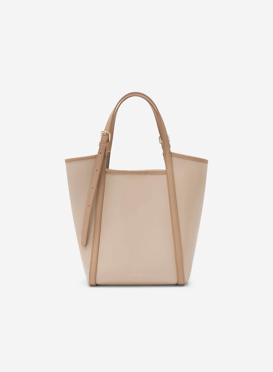 Túi tote quai đôi nhấn viền - TOT 0108 - Màu be - vascara.com