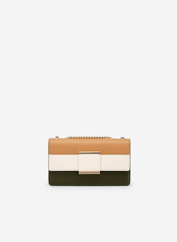Colour Block Crossbody Bag - MES 0207 - Dark Green