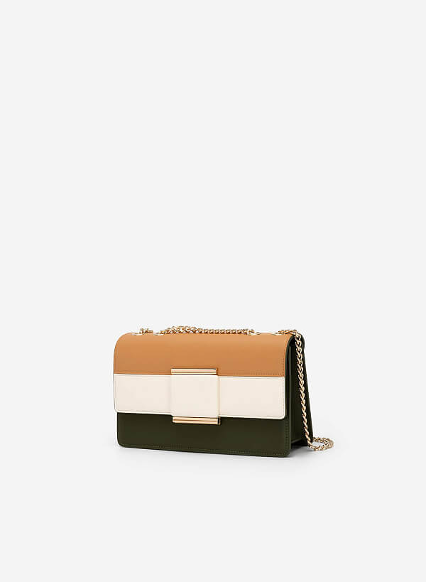 Colour Block Crossbody Bag - MES 0207 - Dark Green - VASCARA