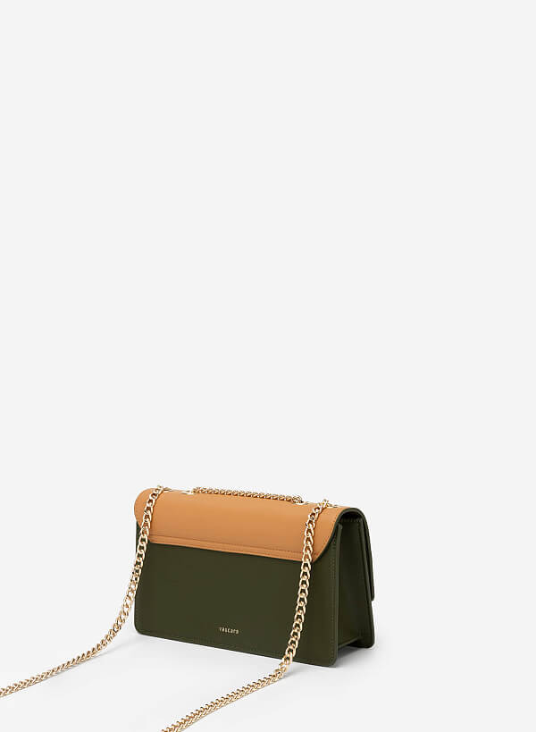 Colour Block Crossbody Bag - MES 0207 - Dark Green - VASCARA