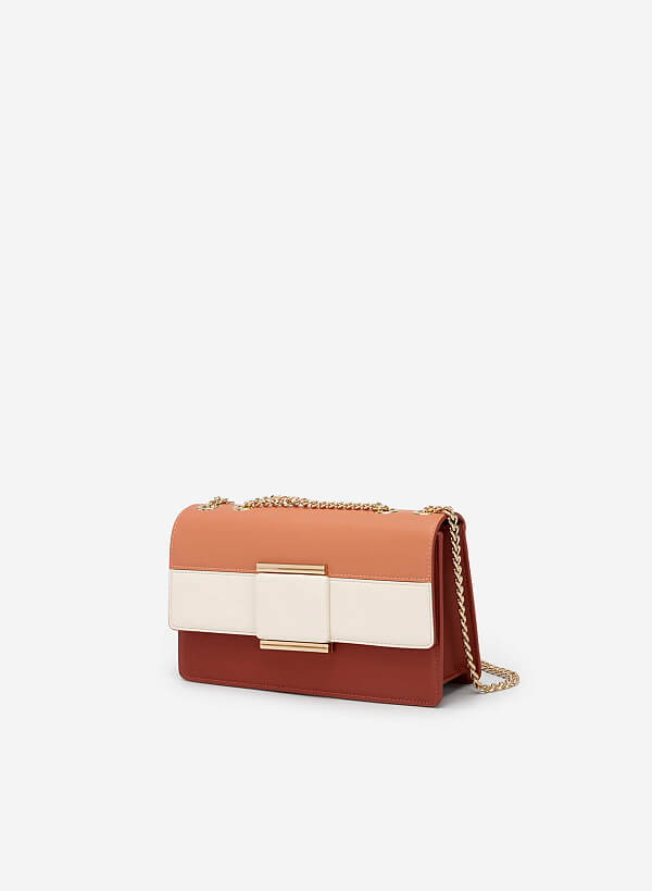 Colour Block Crossbody Bag - MES 0207 - Dark Pink - VASCARA