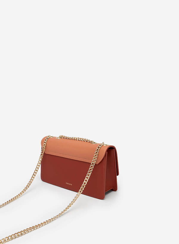 Colour Block Crossbody Bag - MES 0207 - Dark Pink - VASCARA