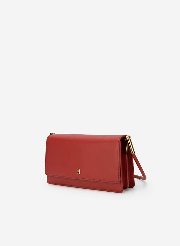 Gold Edge Multi-compartment Leather Handbag - SAC 0291 - Dark Orange - VASCARA