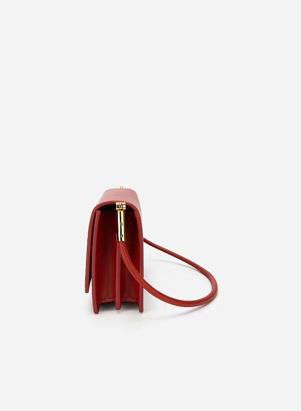Gold Edge Multi-compartment Leather Handbag - SAC 0291 - Dark Orange - VASCARA