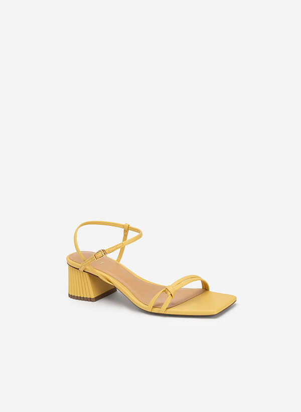 Knot Front Strap Block Heel Sandals - PUM 0727 - Yellow - VASCARA