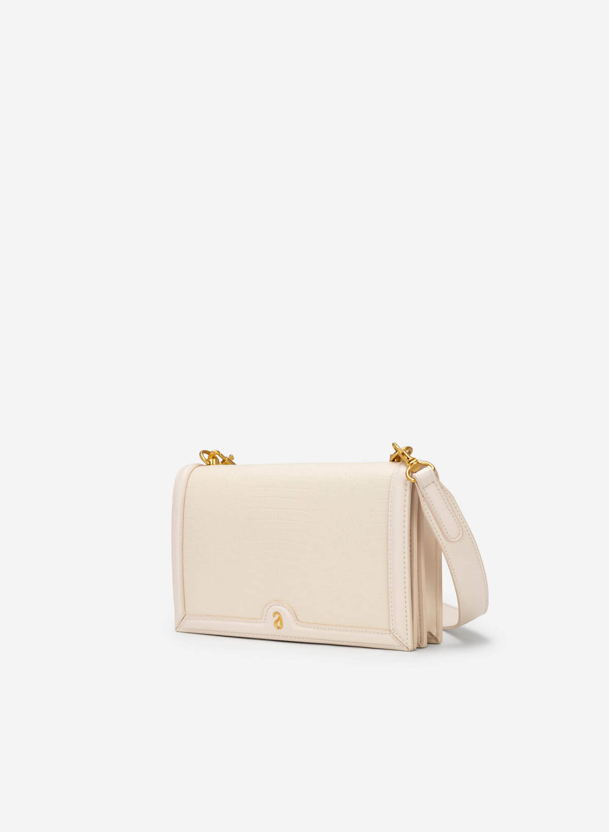 Lizard-effect Flap Crossbody Bag - MES 0209 - Cream - vascara.com