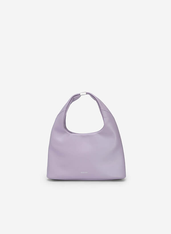 Metal Lock Décor Hobo Bag - TTE 0100 - Purple