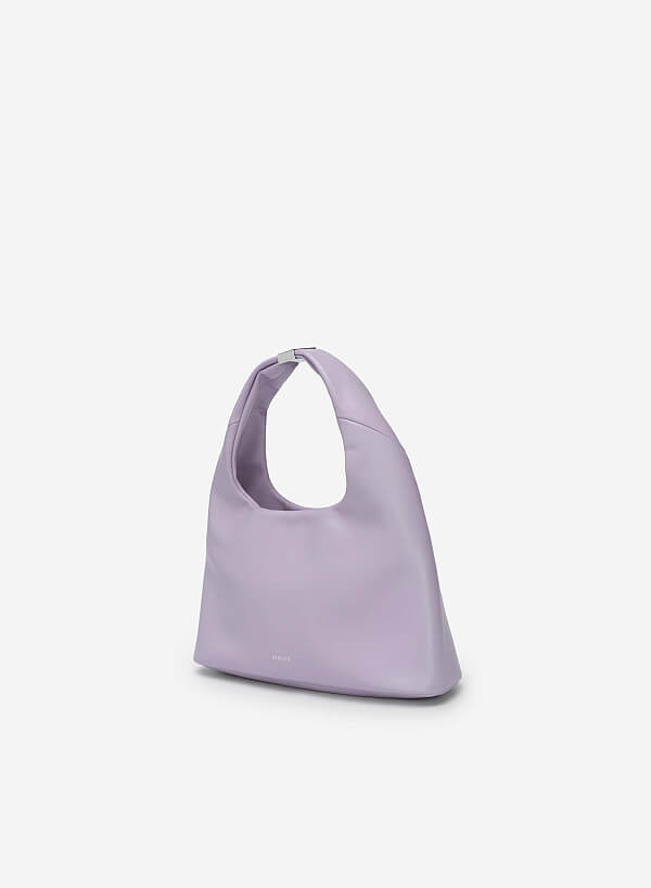 Metal Lock Décor Hobo Bag - TTE 0100 - Purple - VASCARA