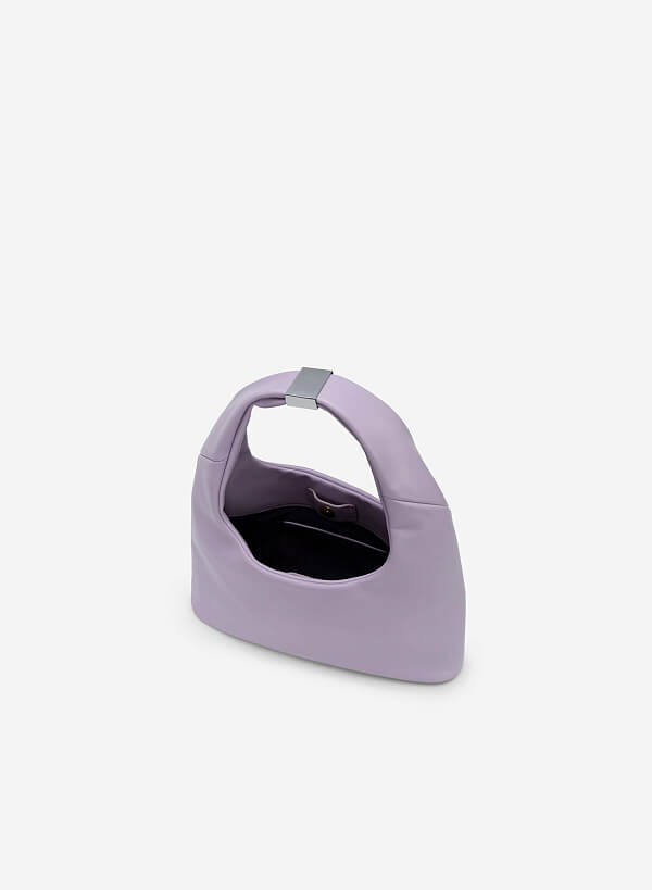 Metal Lock Décor Hobo Bag - TTE 0100 - Purple - VASCARA