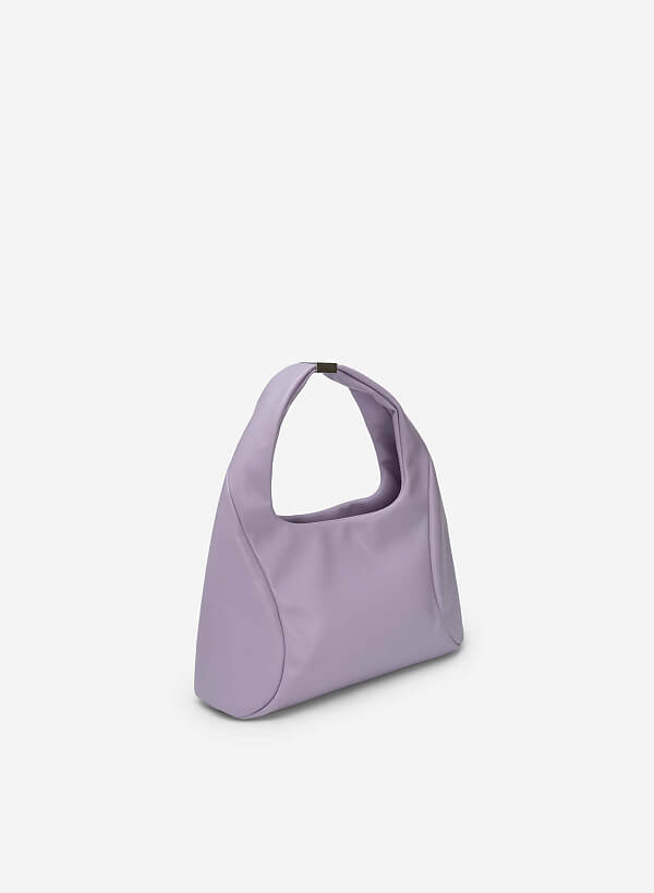 Metal Lock Décor Hobo Bag - TTE 0100 - Purple - VASCARA
