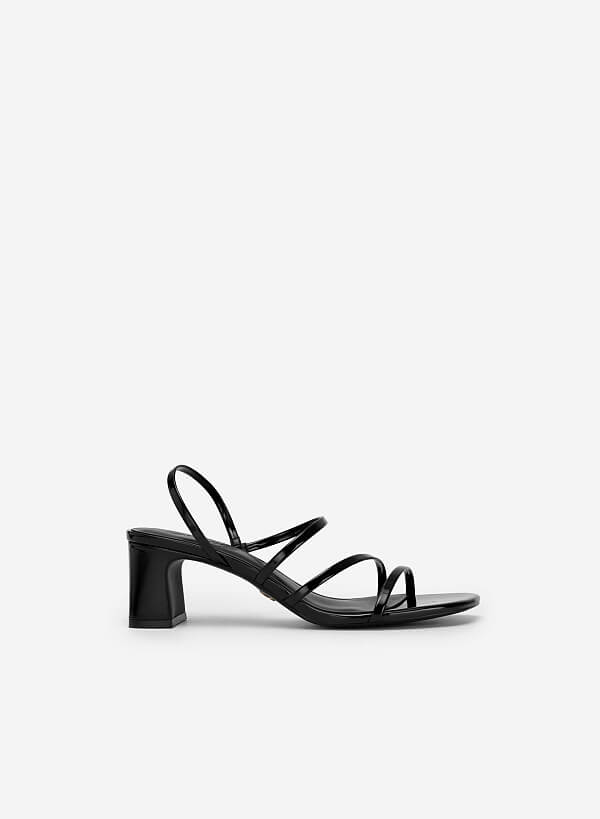 Skinny Strap Slingback Sandals - PUM 0745 - Black - VASCARA