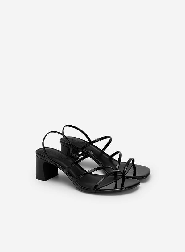 Skinny Strap Slingback Sandals - PUM 0745 - Black - VASCARA