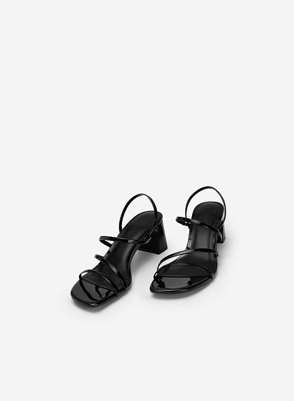 Skinny Strap Slingback Sandals - PUM 0745 - Black - VASCARA
