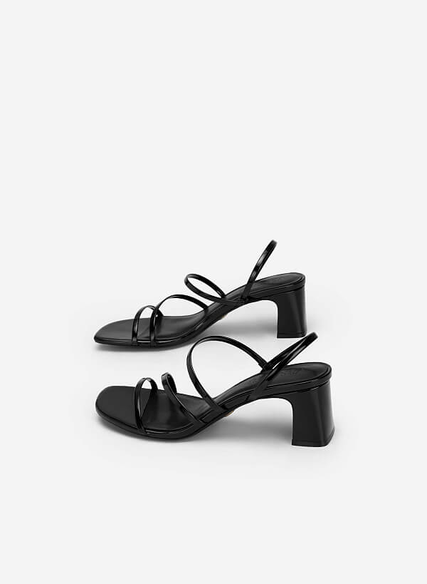 Skinny Strap Slingback Sandals - PUM 0745 - Black - VASCARA