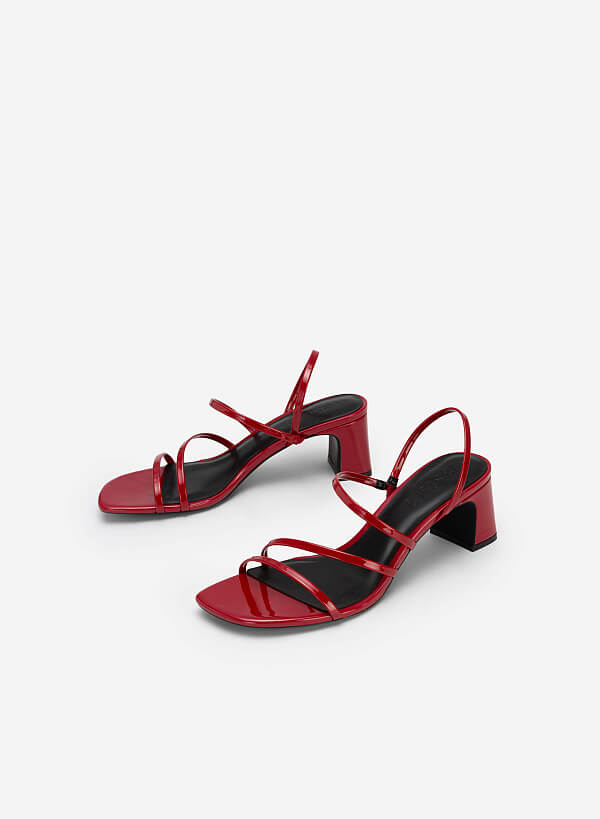 Skinny Strap Slingback Sandals - PUM 0745 - Red - VASCARA